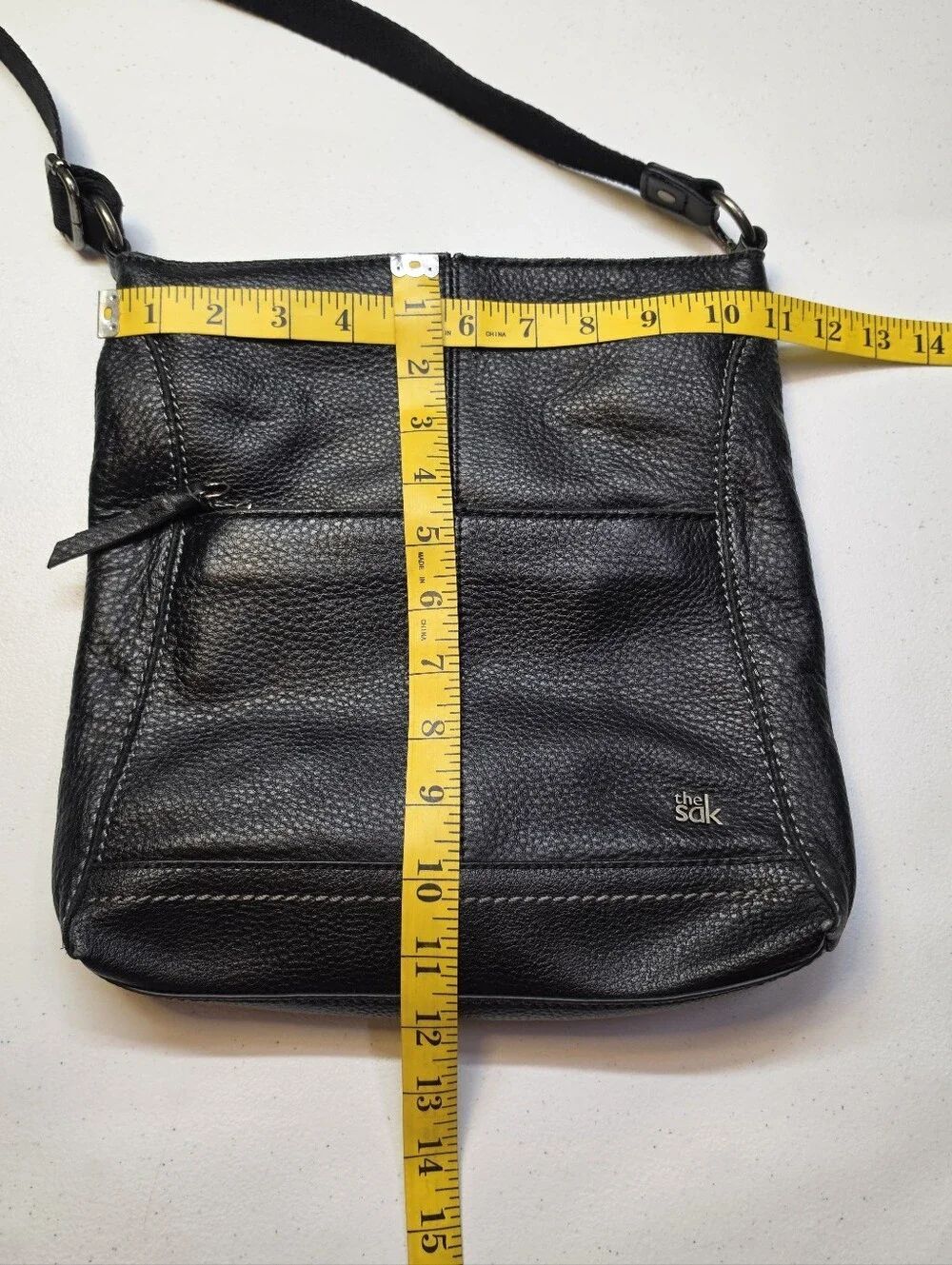The Sak Lucia Black Pebbled Leather Crossbody Bag Purse Handbag - Picture 13 of 14